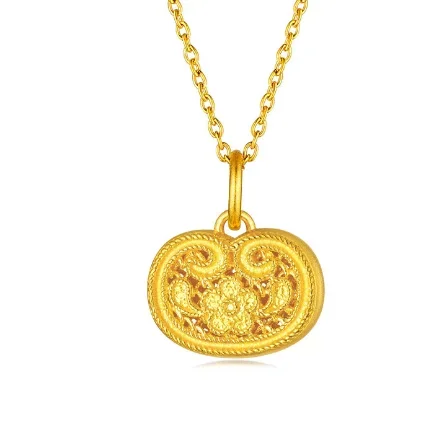 24k pure gold flower pendants 999 real gold dollars gold coins pendant