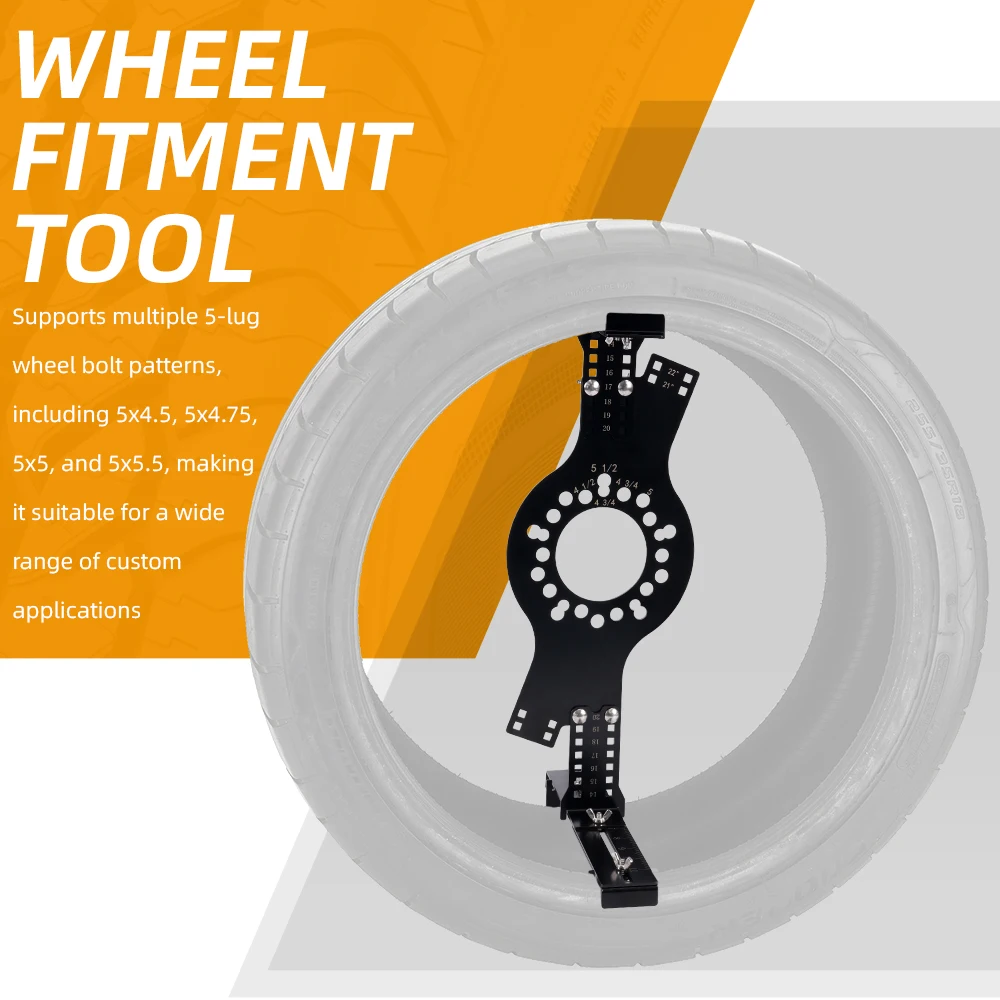 5 Lug Wheel Fitment Tool For 5x4.5 / 5x4.75 / 5x5 / 5x5.5 Offset Backspacing Simulator Dia 14-22in Width 7-17in