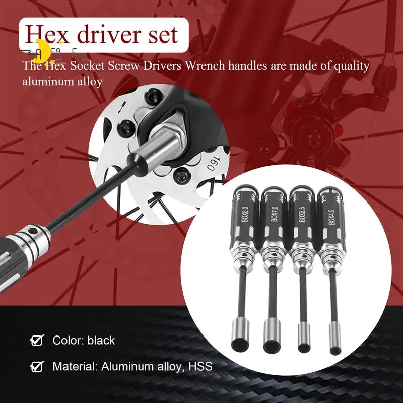 

AF95-RC Model Tool 4PCS Hex Screw Drivers Hex Nut Socket Wrench Sleeve Wheel Spanner 4.0/5.5/7.0/8.0Mm For Daily Making Manual A