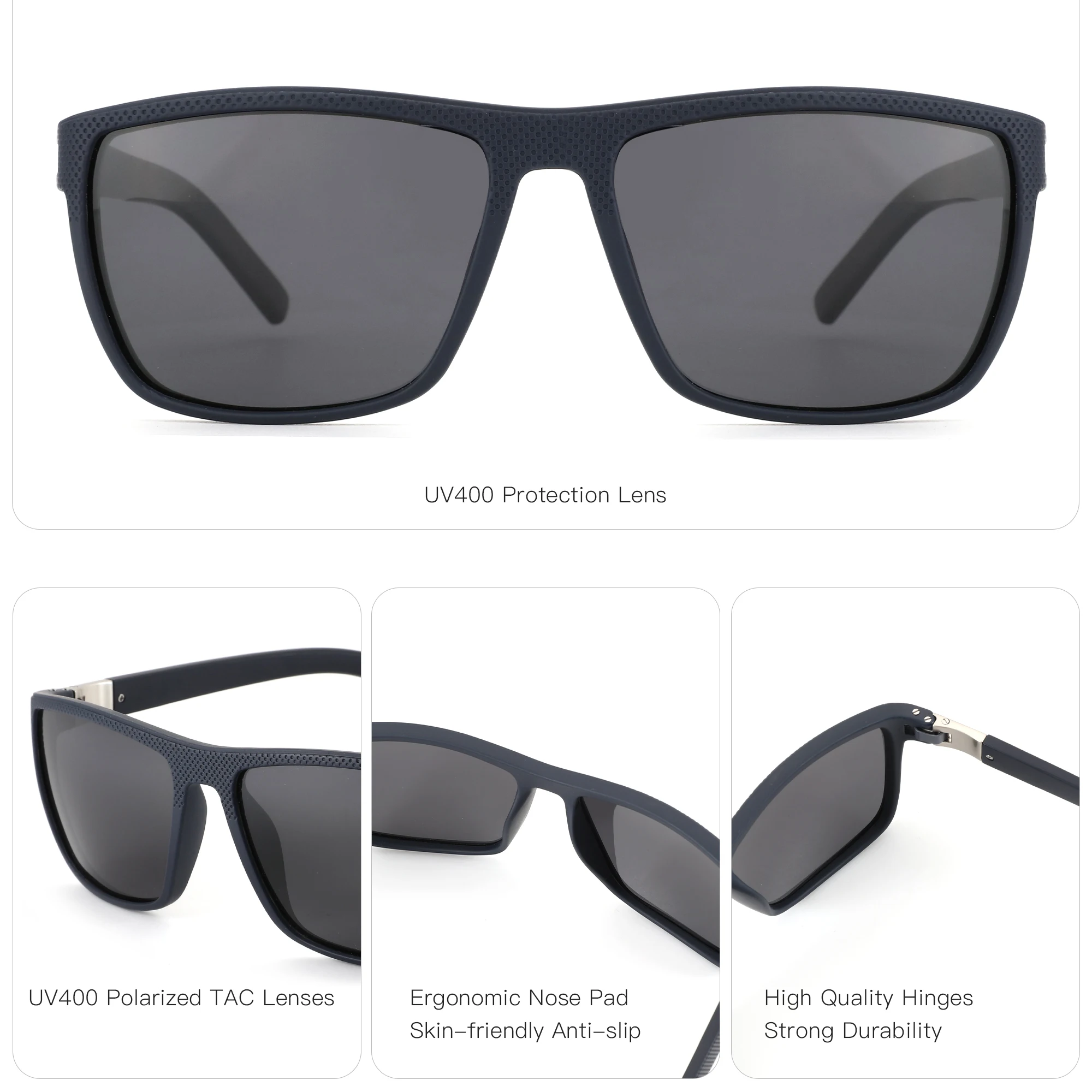 ZENOTTIC (حجم L) نظارات شمسية مستقطبة TR90 Trend Sport للجنسين مربعة UV400 نظارات شمسية بصرية
