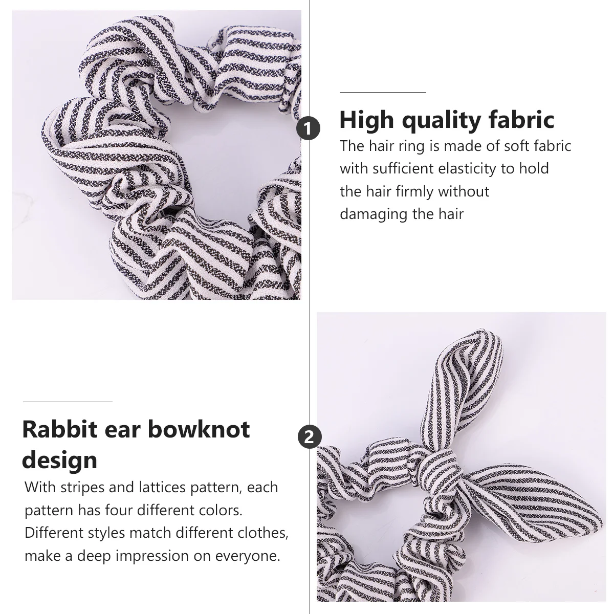 

8Pcs Rabbit Ears Hair Ties Bowknot Elastic Stretch Ponytail Holder Soft Girl Hair Band Accessories for Daily Use and Gifts