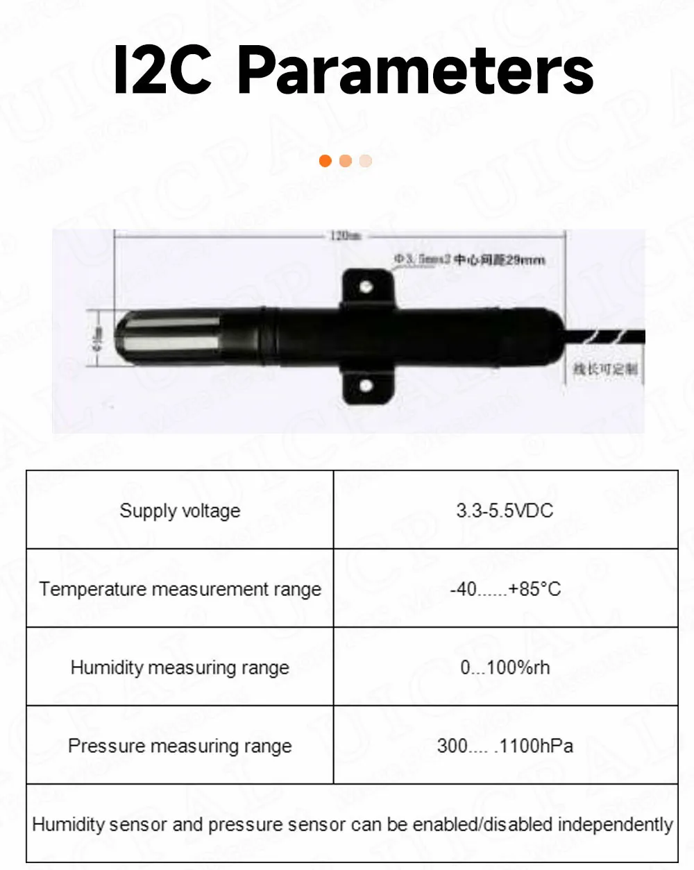 Bme280 hochpräzises Temperatur-und Feuchtigkeit sensor sonden kabel 1m 2m 3m 5m digitaler Sensor i2c oder rs485 wasserdichter Schild – Detail 6