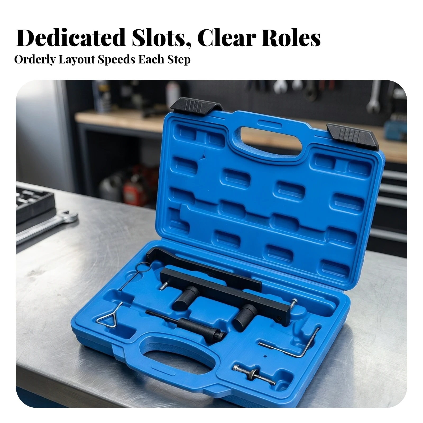 Engine Alignment Locking Tool Set Camshaft Timing Tool Kit with Carrying Case Portable Molded for Mechanics, Auto Repair Shop