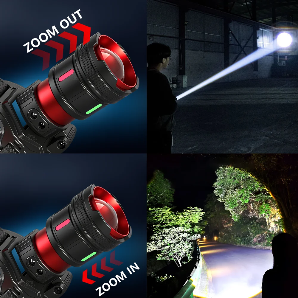 Motion Sensor Super Bright  Head LED Light Headlamp Rechargeable Climbing Hands Free Outdoor LED Head Torch Red Light Fishing