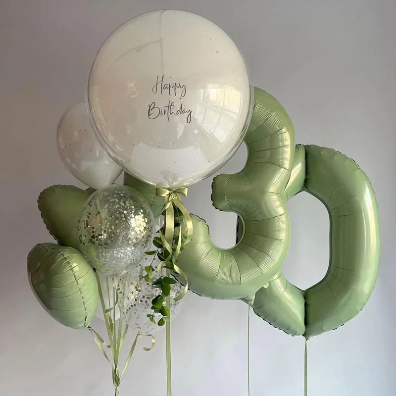 40inch Big Foil Birthday Balloons Olive Green Number Balloon 0-9 Birthday Wedding Wild One Party Decorations Shower Large Figure