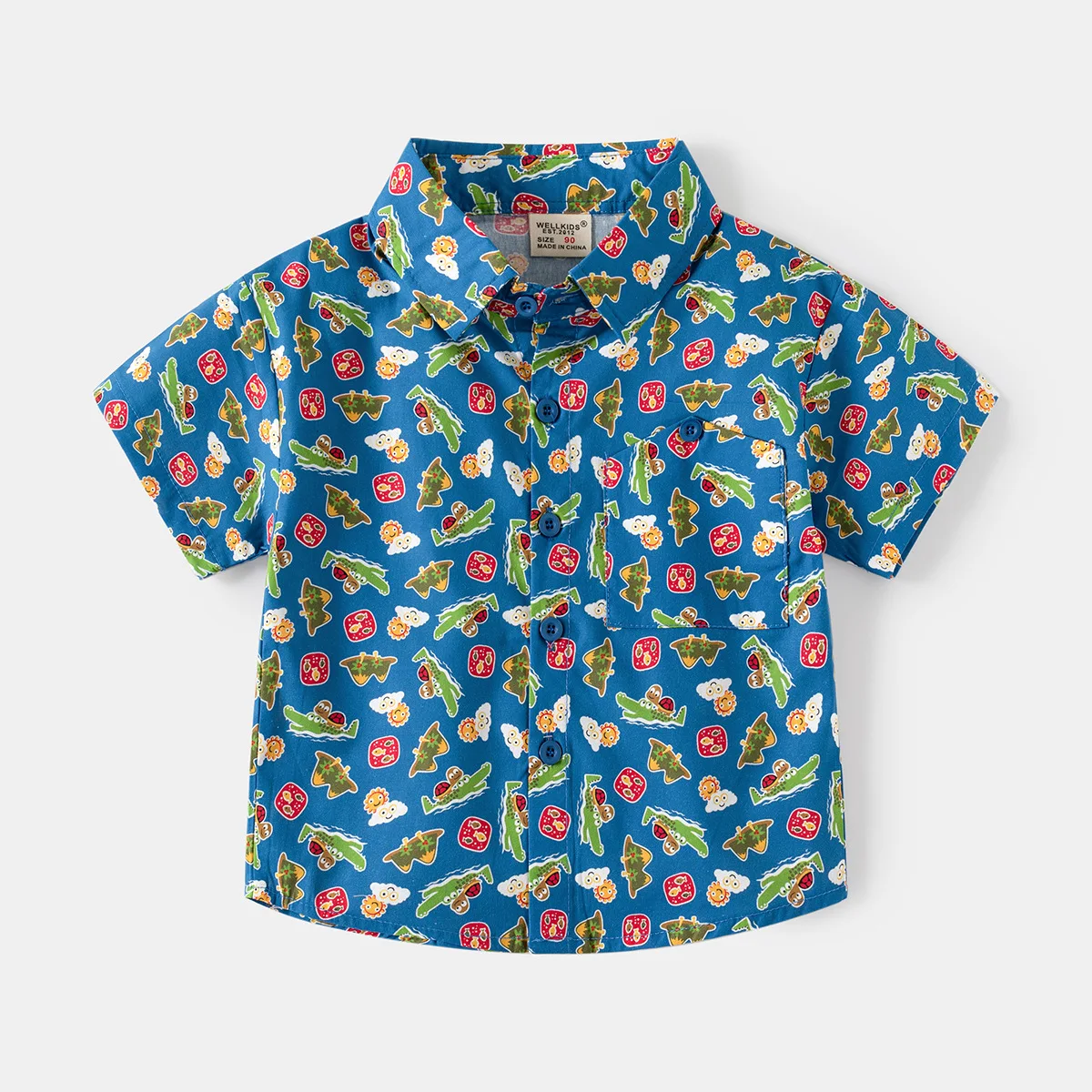 Baby Boys Printed Shirt Baby Short Sleeve Shirt Children Fashion Printed Shirt