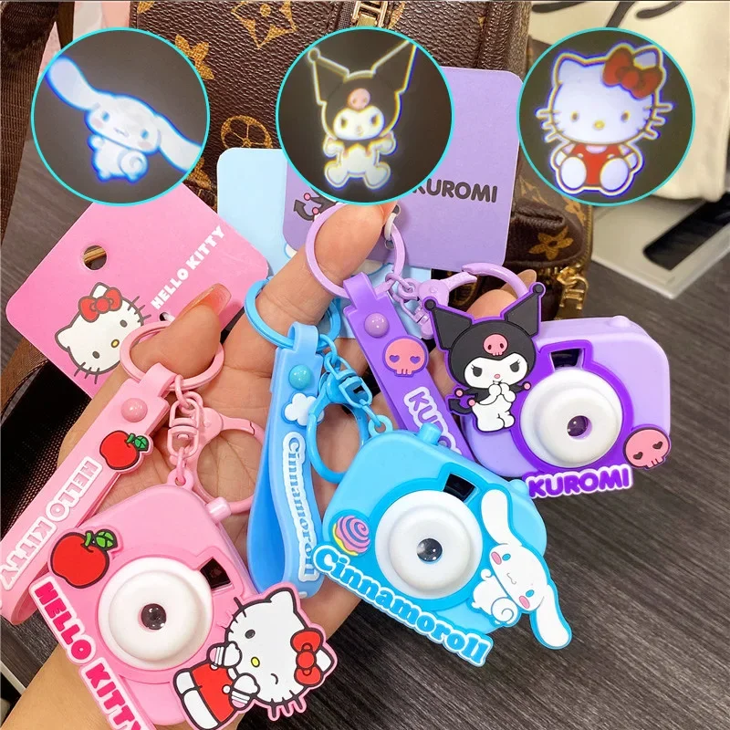 

Sanrio Keychain Genuine Projection Camera Hello Kitty Sunset Light Ship Key Melody Kuromi Keyring Cinnamoroll Bag Pendant Gift