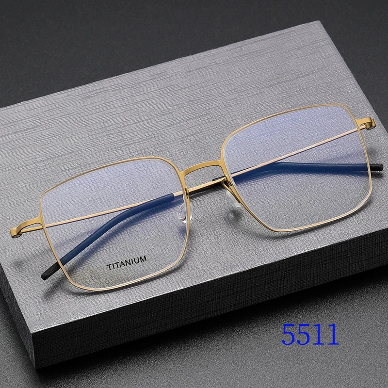 5511 No Screw Rectangle Denmark Brand Man Glasses Frames Super Light Titanium Optical Business Prescription Male Glasses Frame