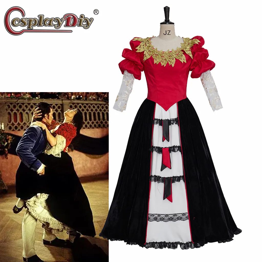 

Cosplaydiy Movie The mask of Zorro Cosplay Costume Elena Montero Cosplay dress Elena Tango Red Dancing Dress Evening ball Gown