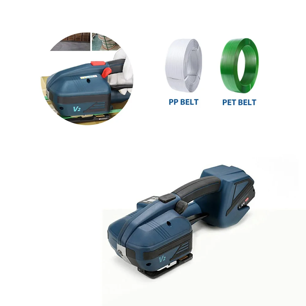 V2 المبيعات الساخنة 7 أيام الشحن المحمولة المحمولة بطارية تعمل بالطاقة آلة الربط الكهربائية ل 13-16 مللي متر البلاستيك Pp/الحيوانات الأليفة