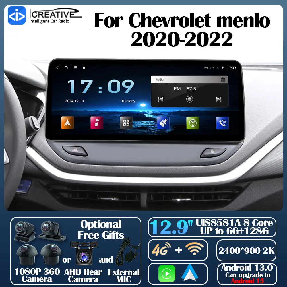 Android 13 Car Radio For Chevrolet menlo 2020-2022 Carplay Auto Multimedia Stereo 360 Camera Navi GPS AI Voice Intelligent 5G HU