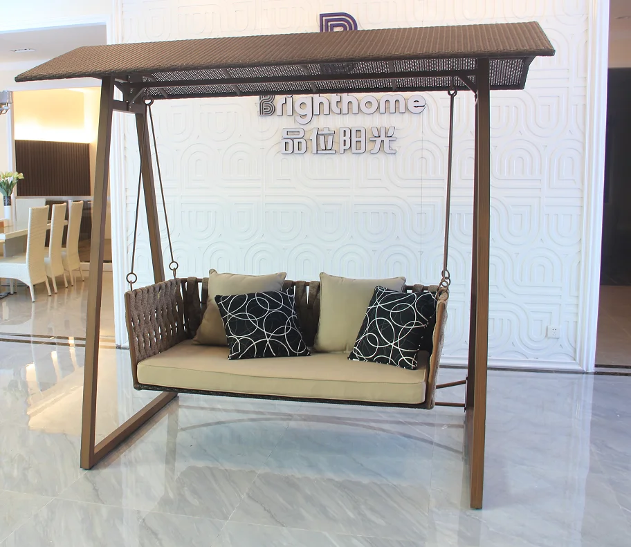 Manufacturer Hot Sale Aluminum Rope Garden Double Hanging Swing Sofa Outdoor Furniture Swing Chair