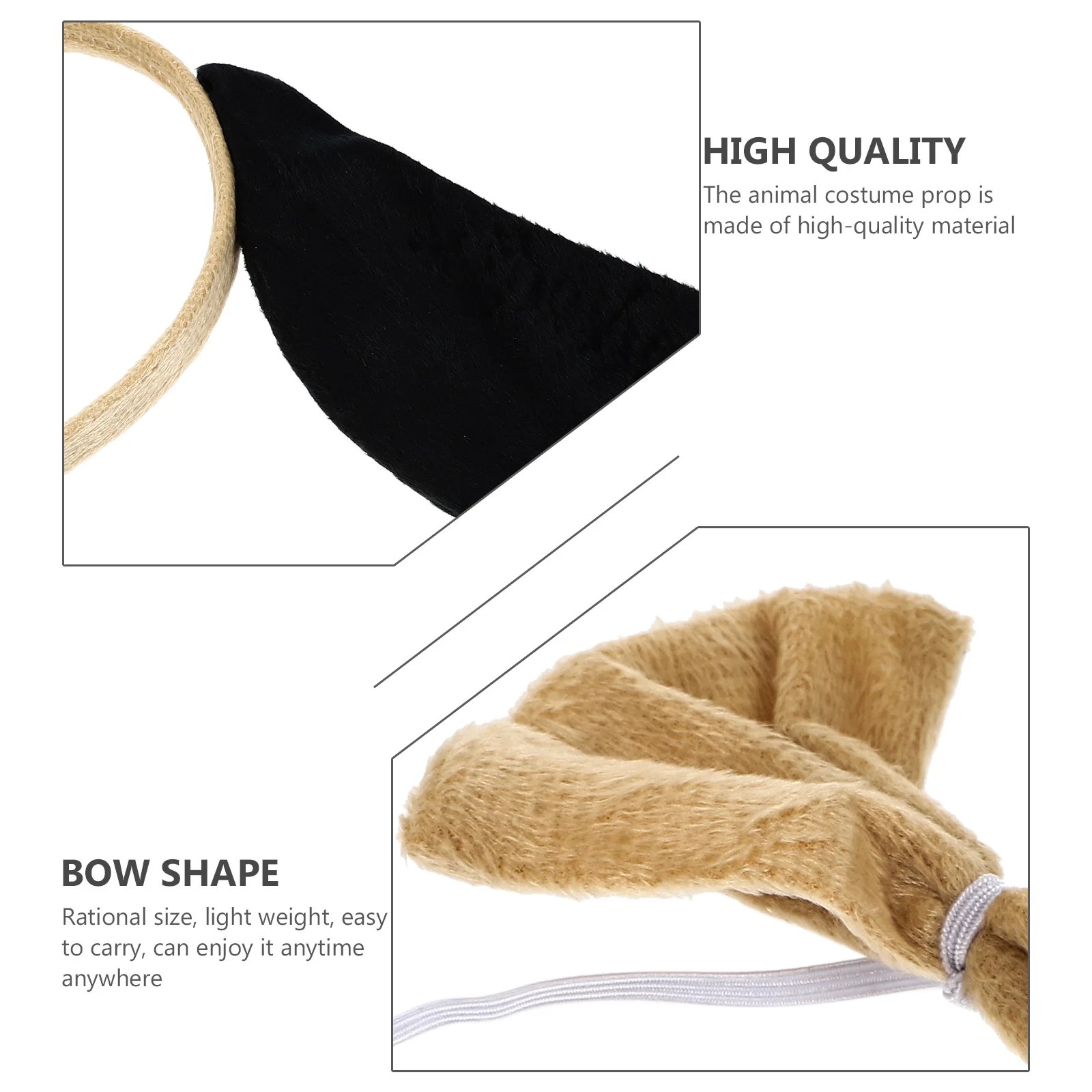 2Sets Animal Headgear Costume Props Kids Cosplay Party Supplies Performance Animal Tail Hairband Performance Prop