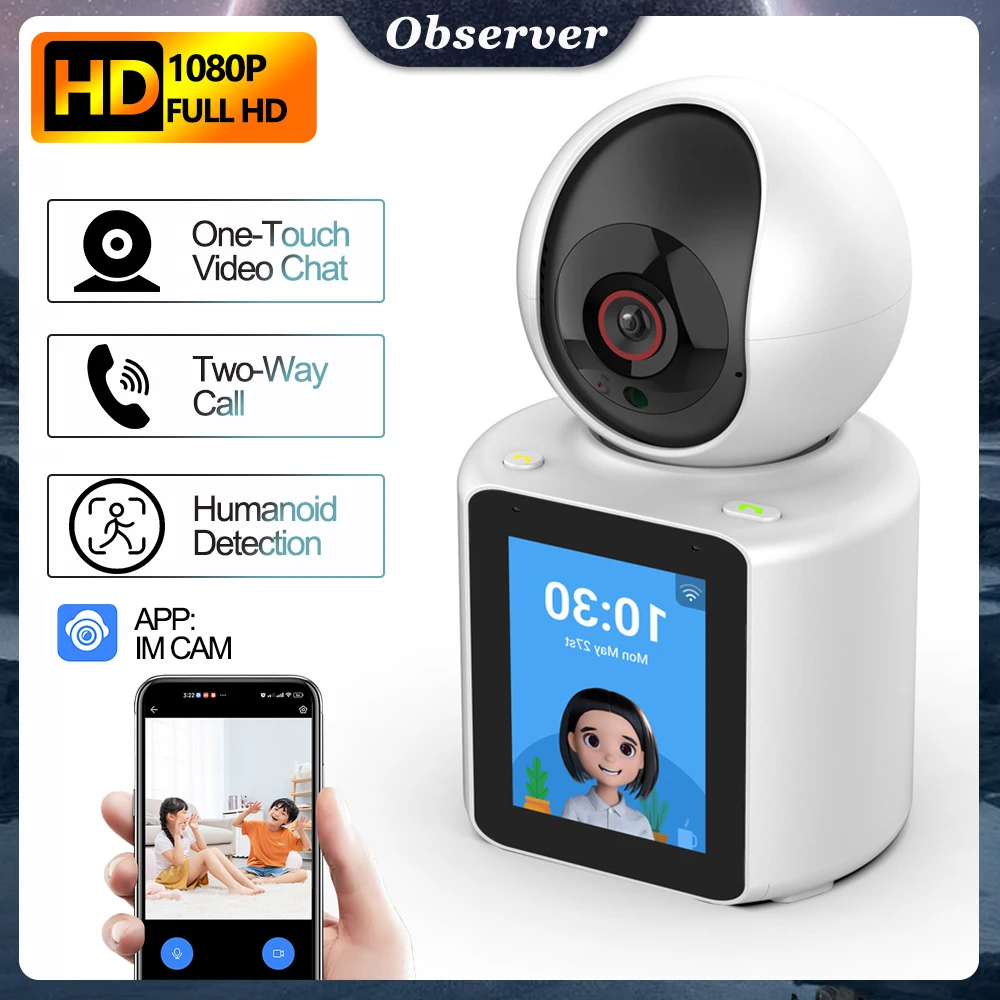 

1080P 2.8 Inch IPS Screen Video Calling Smart Wifi Camera Indoor Baby Monitor Intelligent Night Vision Wireless PTZ Cam IM CAM