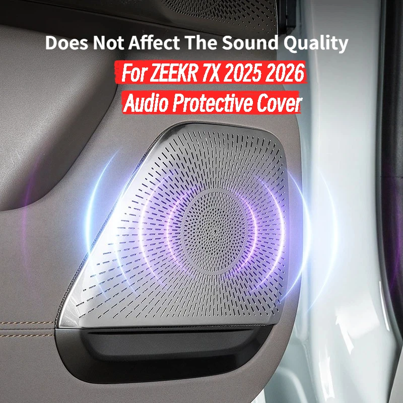 4PCS For ZEEKR 7X 2025 2026 Car Door Horn Protective Cover  Audio Protective Metal Auto Interior Accessory For Zeekr 7X 25 26
