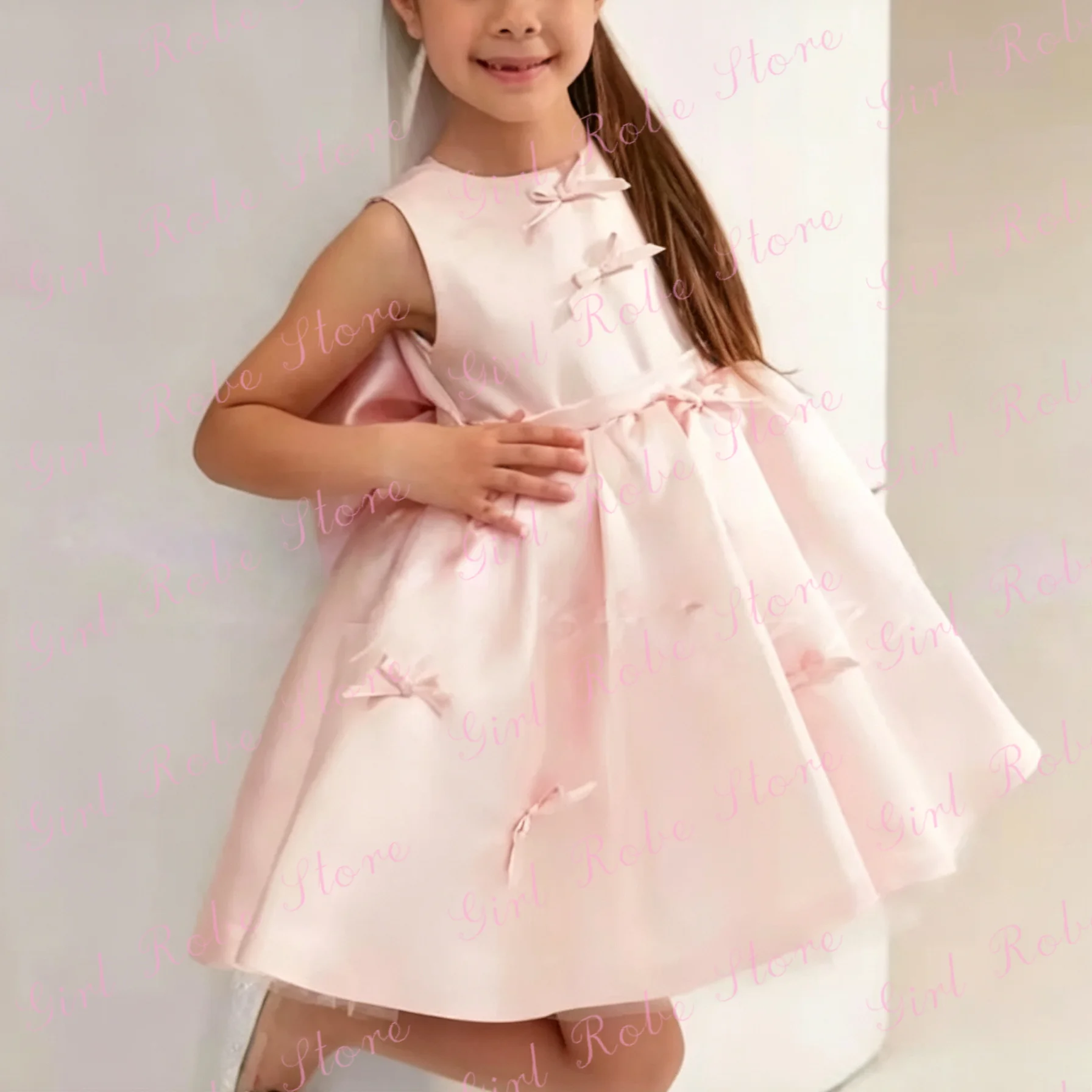 robe-de-demoiselle-d'honneur-rose-en-satin-personnalisee-sans-manches-mini-robe-bouffante-avec-nœud-pour-fete-d'anniversaire-d'enfants-seance-photo-banquet-bal-de-promo