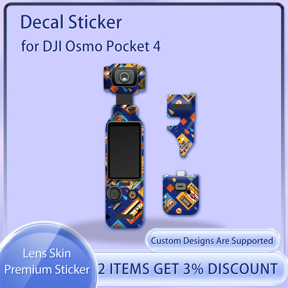 

Pocket 4 Replacement Full Wrap Camera Decal Skin Protective Film for DJI Osmo Pocket 4 Action Camera Skin Cover Sticker