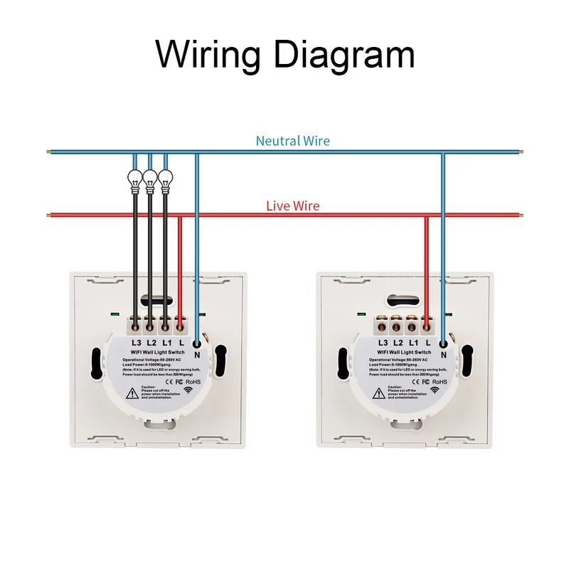 Bingoelec WiFi Wall Switch Touch Sensor Smart Home Interruptor 1/2/3Gang No Neutral Light Switches Work with Alexa Google Tuya