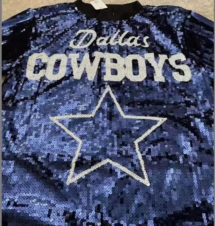 2025 New Cowboy Baseball Football Game Female Tops Sequin Women Jersey Dress