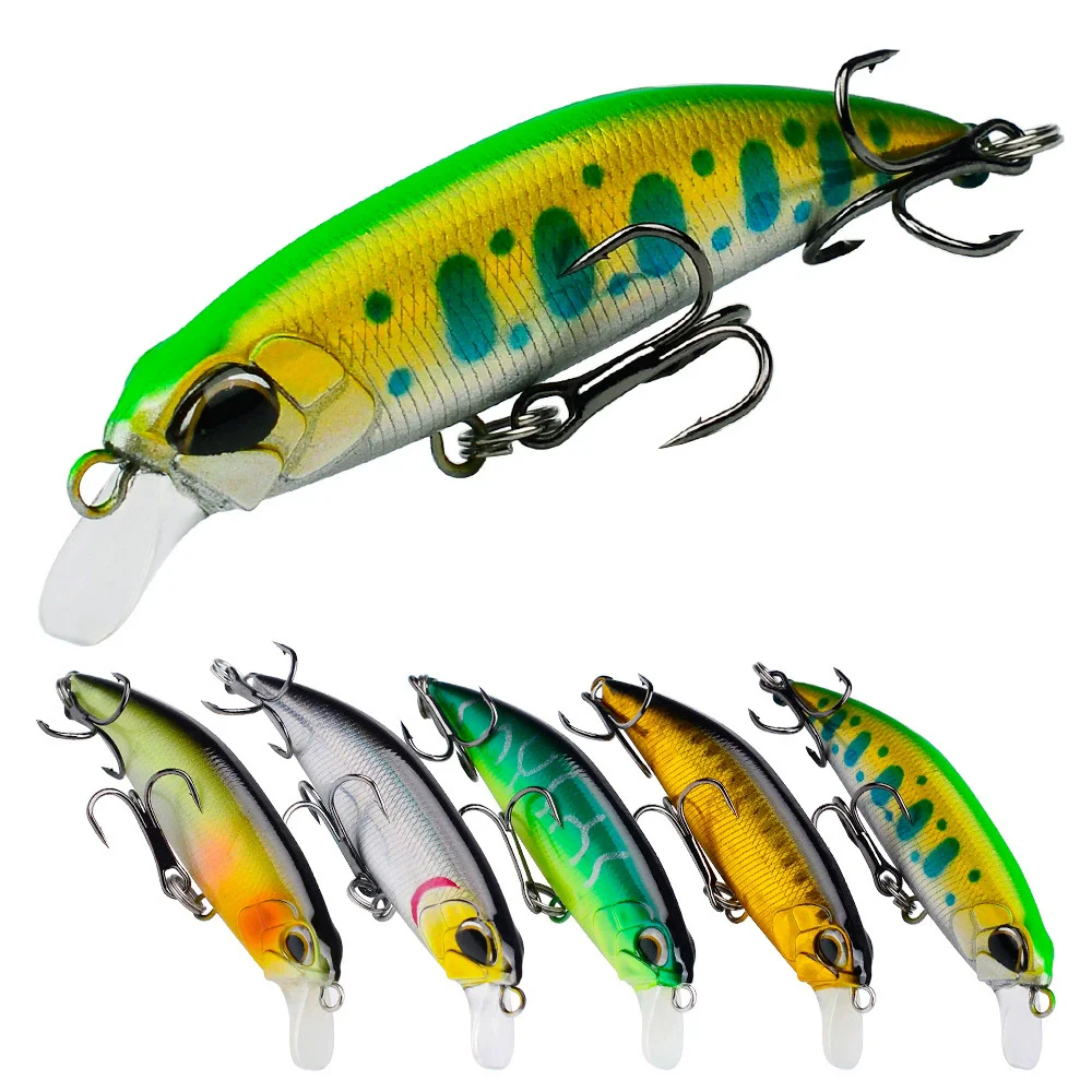 

PROBEROS 1pcs Fishing Lure 5cm-3.8g 7cm-8g Hard Artificial Minnow Lure 5 Color Crankbait Fishing Bait 10# 8# Treble hook dw605