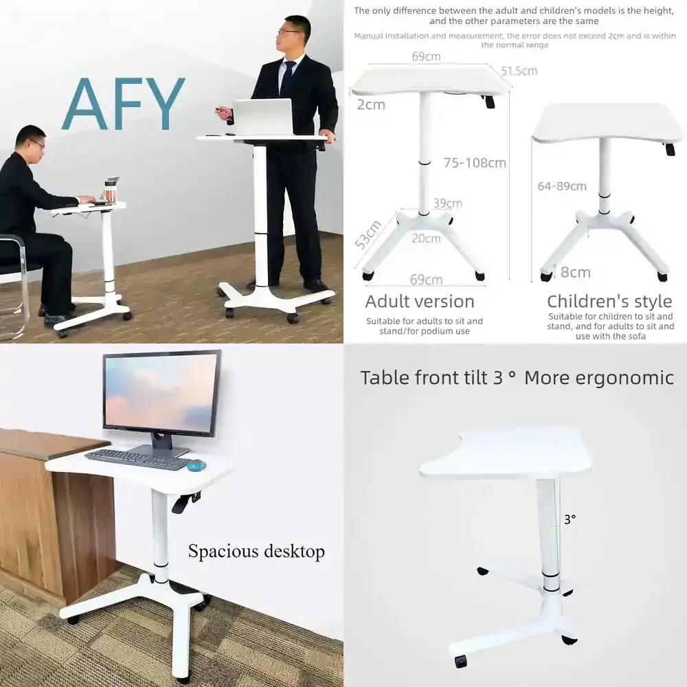 Mobile Lifting Table for Standing Computer Desk Height Adjustable Learning Table with Rolling Wheels Work Desk Workstation