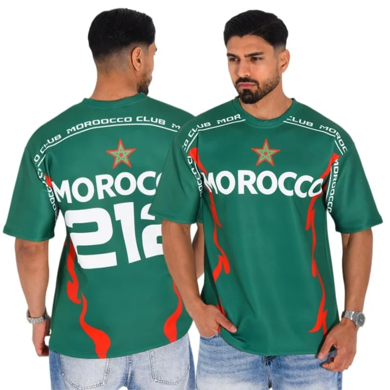 2026New Morocco 212 Digital Print Short-Sleeve  Trendy Flame Color Block Raglan Quick-dry Comfort Hot Sale Family Kids Tees
