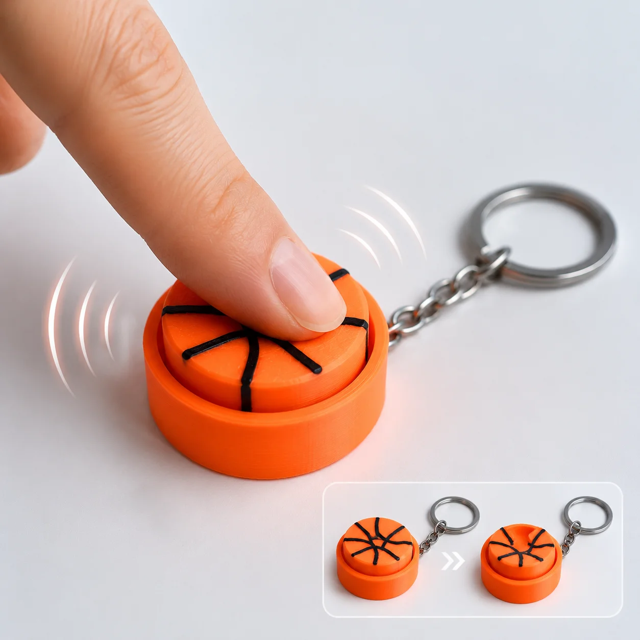 3D Printed Sports Balls Clicker Keychain, Sport Theme Cartoon Sensory Fidget Clicker for Football Tennis Basketball Lovers