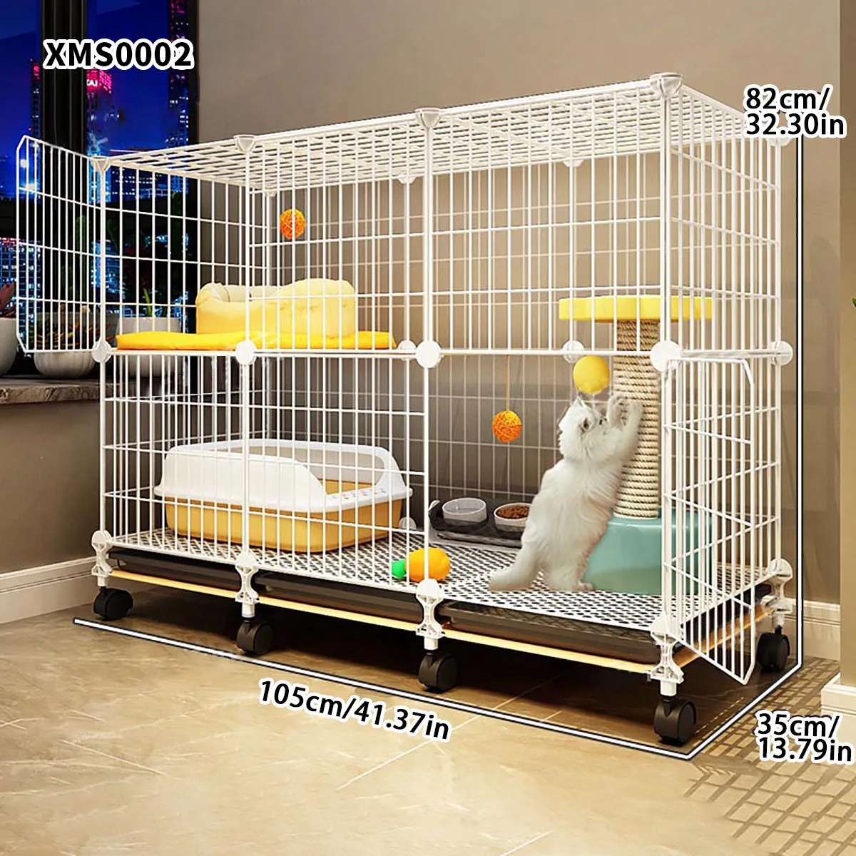 

Cat Cage for Home Use, Indoor Cat Double-Layer Villa, Cat Nest with Free Space, Does Not Take up Space, Integrated Iron Art Cat House