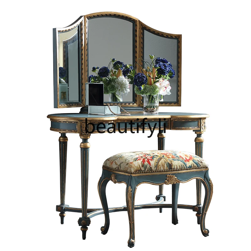 

Retro French dresser high-end luxury makeup stool classical