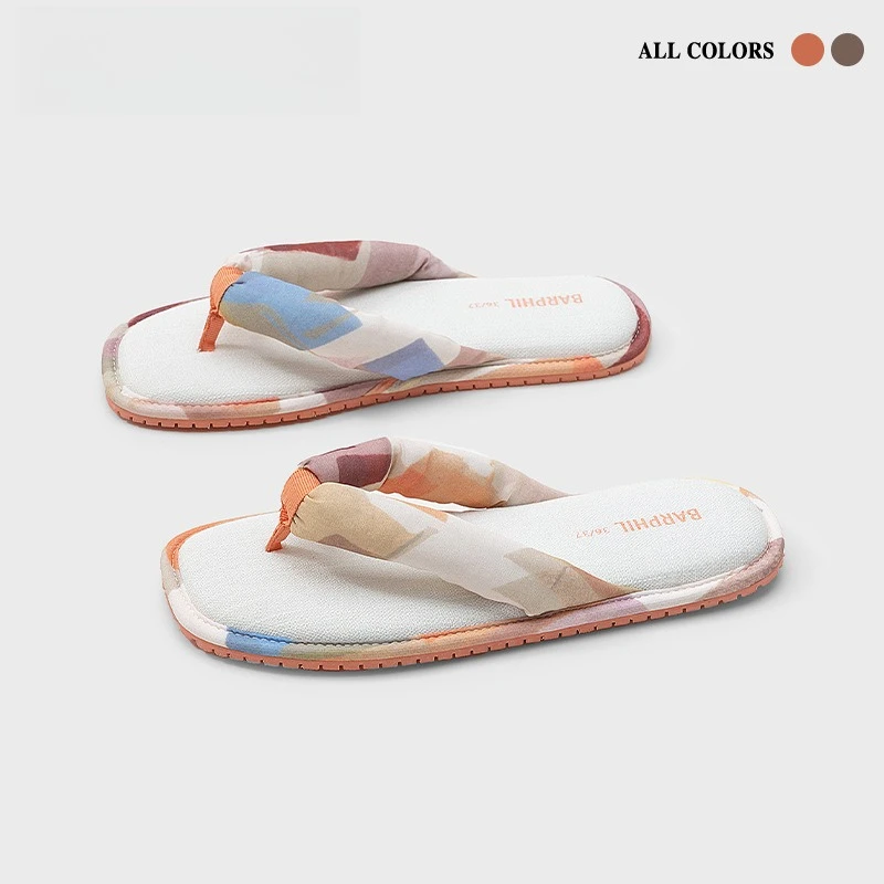 

Cool Slippers Women's Spring and Summer New Pinch Feet Beach Vacation Flip-flops Fashion Versatile Couple Oil Painting Style