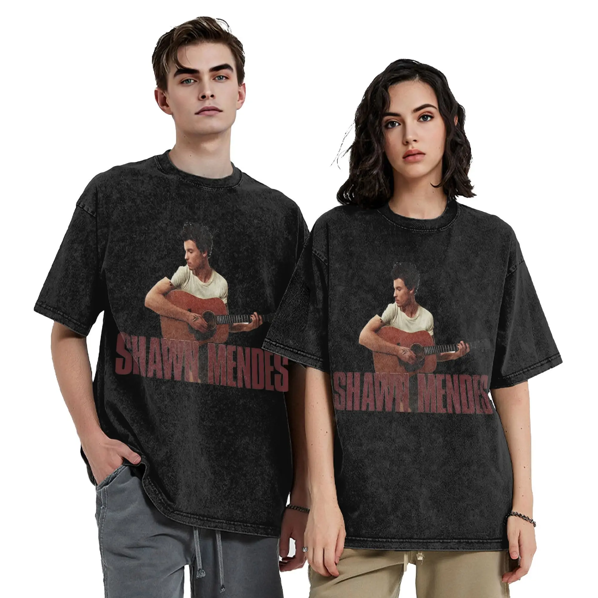 Männer Frauen Harajuku Gewaschene T-shirts Auf Der Straße Wieder Shawn Mendes Tour 2025, Druck Hemd Outfit High Street T-shirts