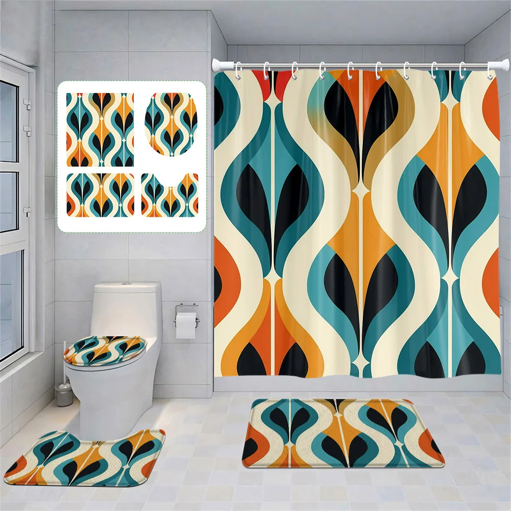 

Минималистичный костюм Morandi для ванной комнаты, абстрактная занавеска для душа, нескользящий напольный коврик, коврик для унитаза, украшение для дома фэн-шуй