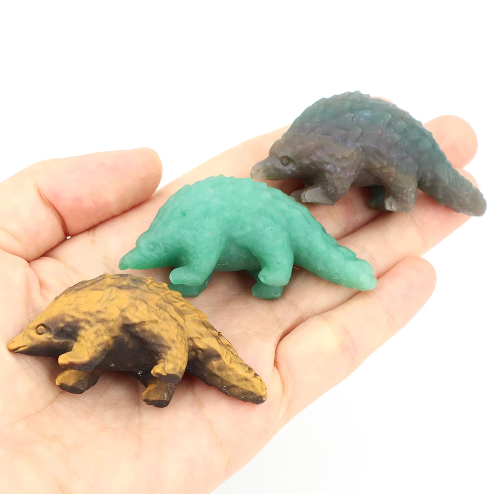 58mm Pangolin Statue Lifelike Wild Animal Model Figurine Ornament Natural Stone Miniature Fairy Garden Decoration Accessorie Toy