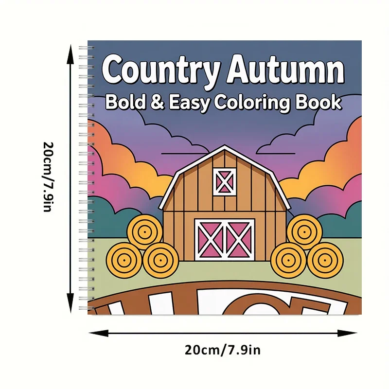 Coloring Book Country Autumn for Adult Colouring Book, Birthday Day Gift, Back to School Supplies, Adults Cute Drawing Book