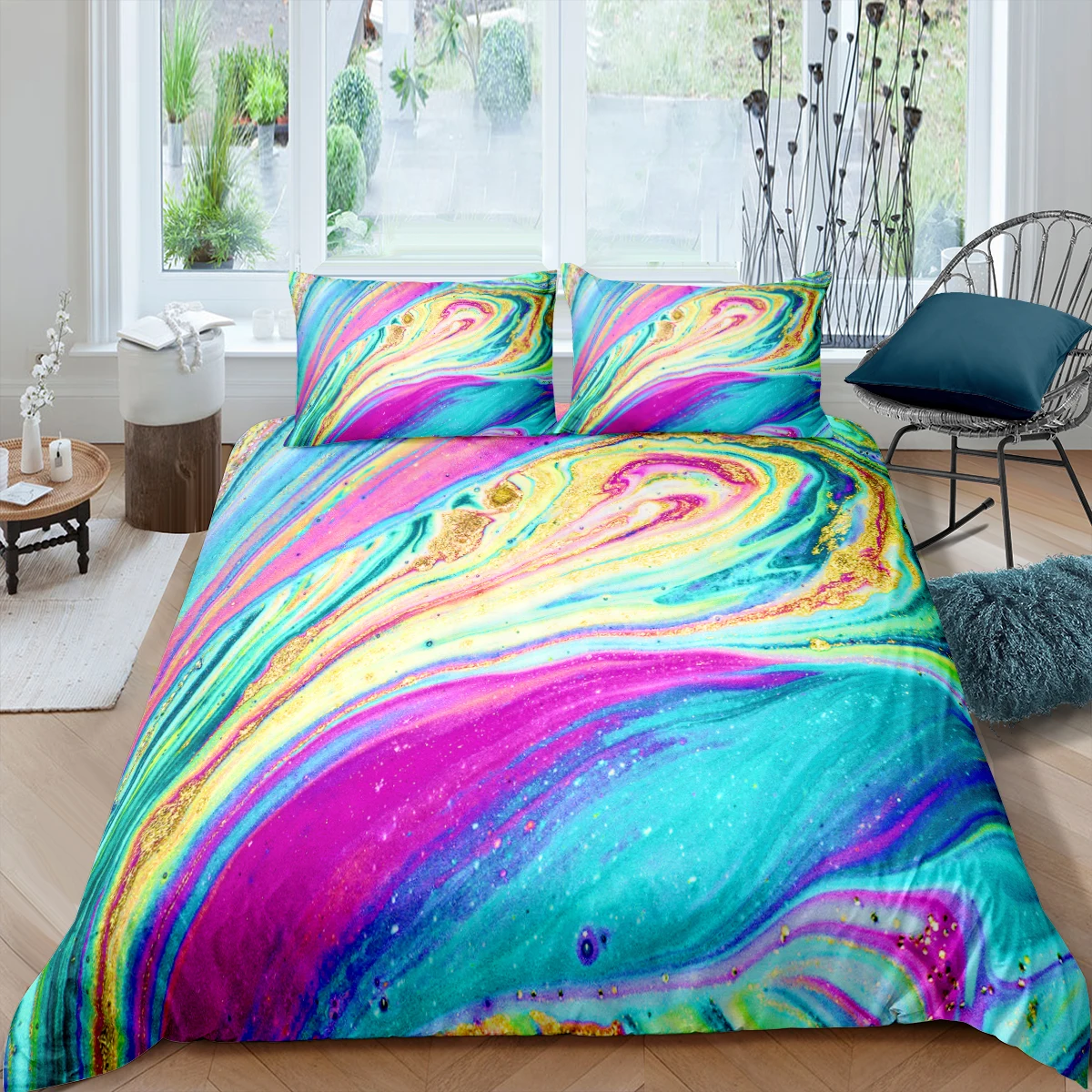 

Home Living Luxury 3D Colorful Marble Bedding Set Duvet Cover Pillowcase Kids Bedding Set Queen and King EU/US/AU/UK Size
