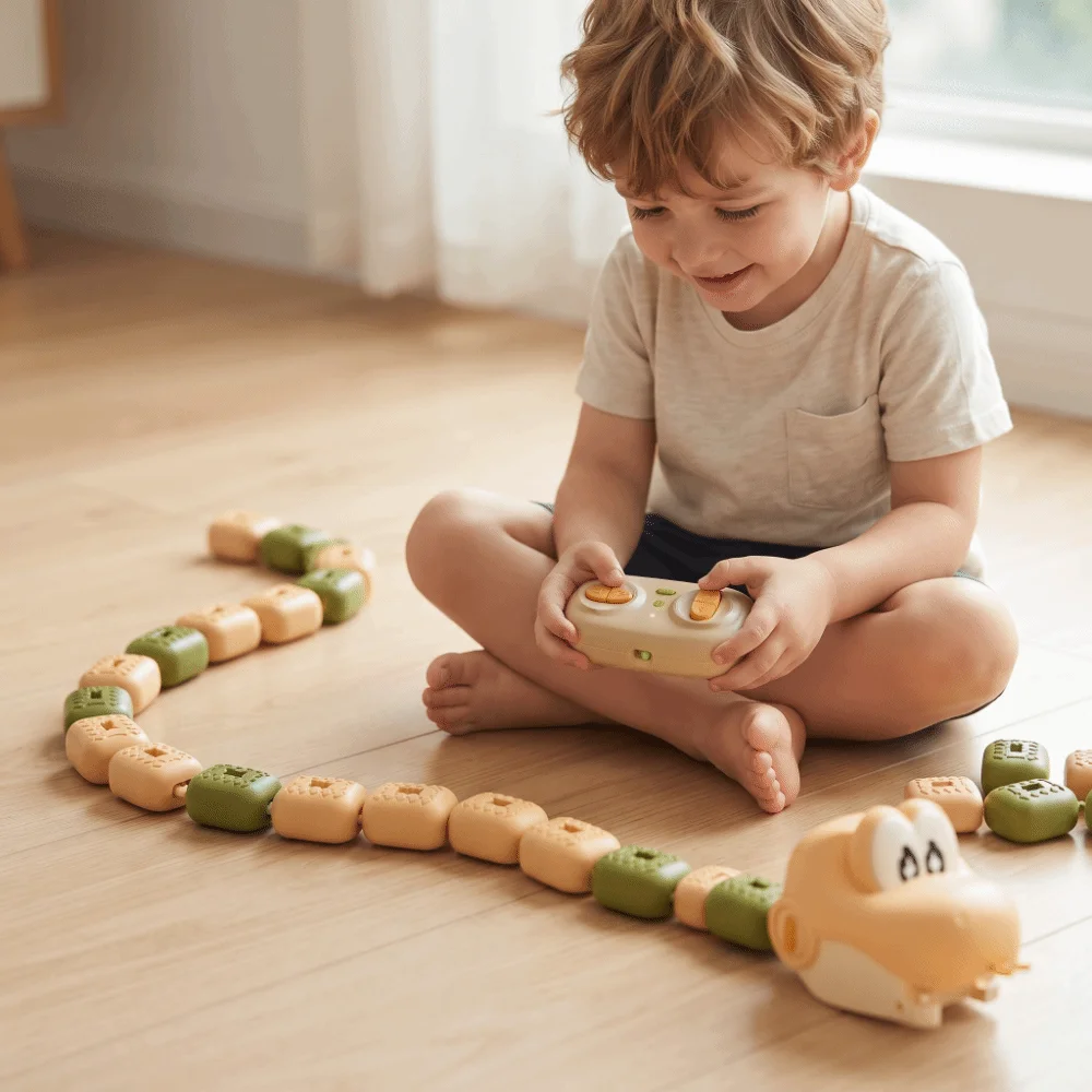 Energy Beans Magnetic RC Snake Car Rechargeable Bead Eating Remote Control Car Desktop Interactive Greedy Snake Car Gift