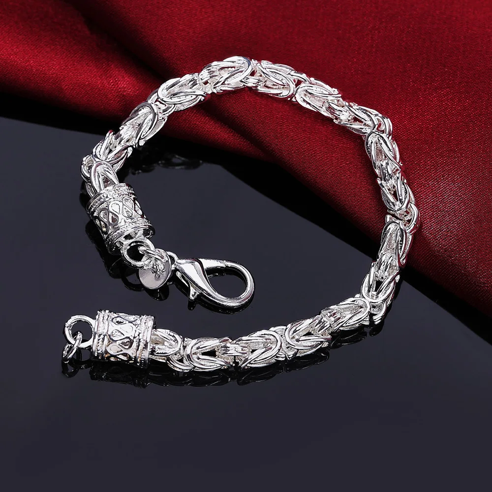 

Hot New 925 Sterling Silver Bracelets Retro Faucet Domineering Men's Chain Wedding Party Christmas Gift Fashion Jewelry