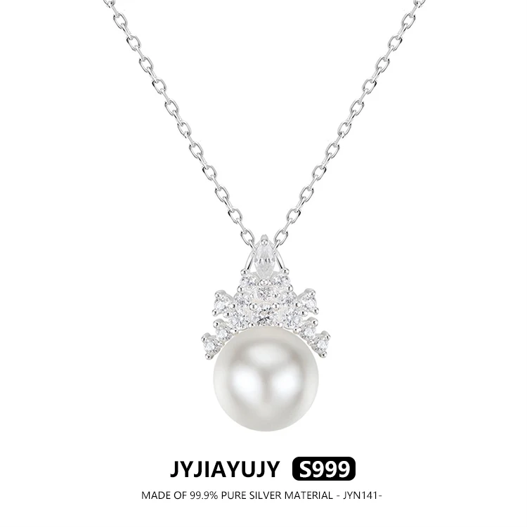 

JYJIAYUJY 100% цельное оригинальное чистое серебро S999 45 см ожерелье-цепочка из натурального пресноводного жемчуга ледяная королева женские ювелирные изделия подарок JYN141