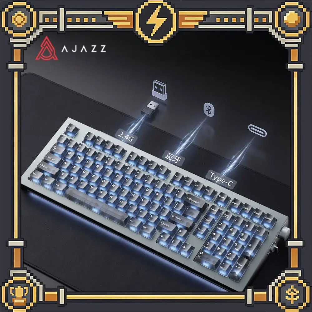 AJAZZ SK98 Mechanical Keyboard 3 Mode Wireless CNC Aluminum Case RGB Backlight 98Keys 8000mAh Long Battery Life Gaming Keyboard