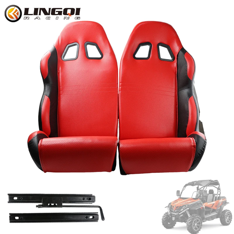 LINGQI RACING Auto Parts PVC leather double Seat With Large dual track Offroad seat parts Side by Side seat kits For KARTING ATV