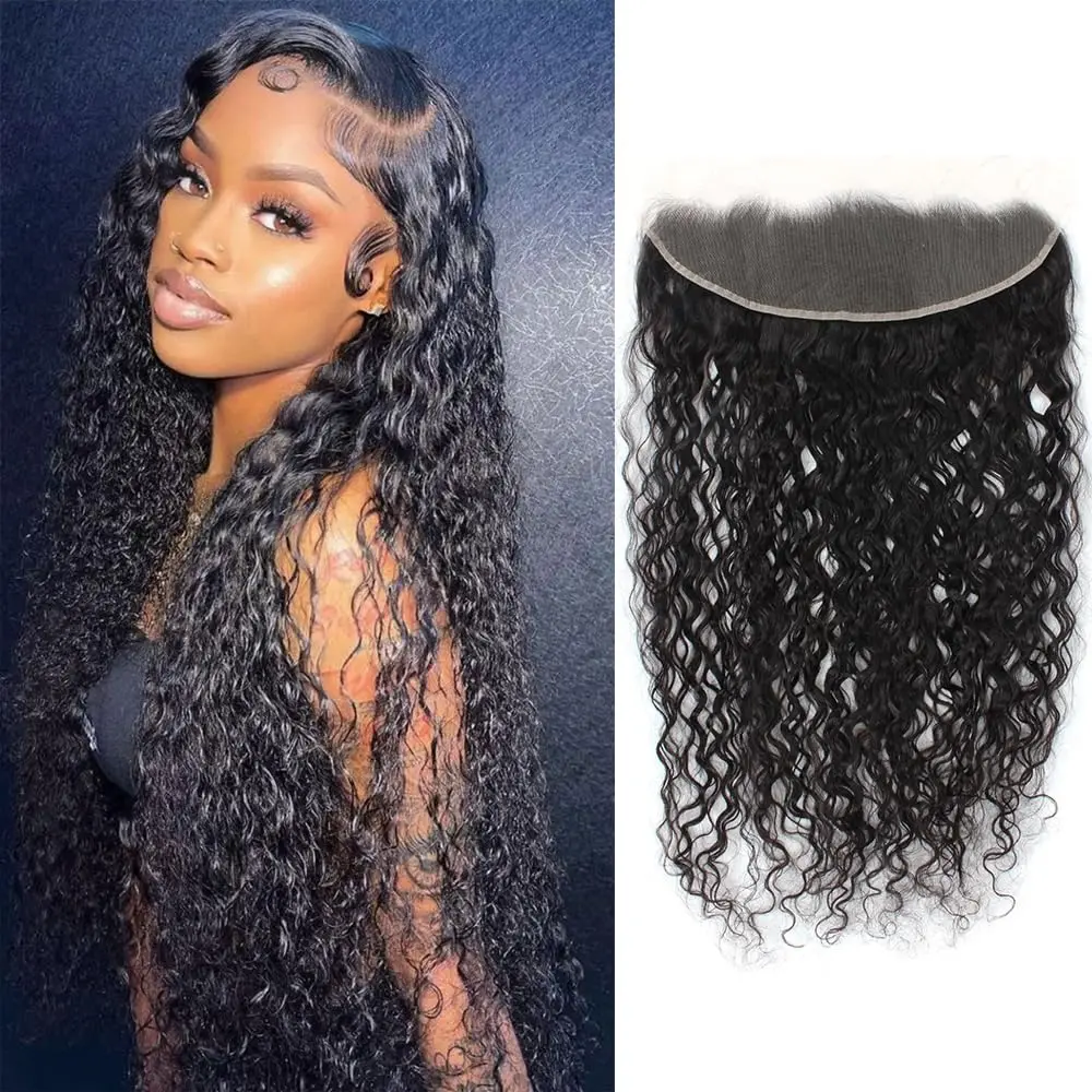 

13x4 Water Wave Frontal Human Hair Brazilian Lace Frontal Closure Curly Deep Lace Frontal Closure Human Hair Virgin Hair Closure