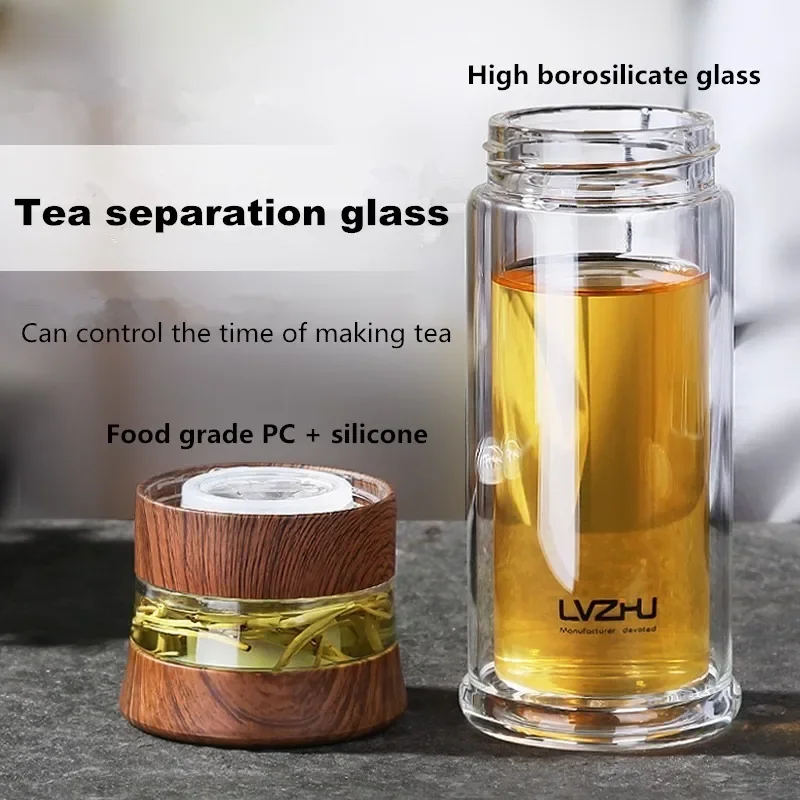

Double Wall Borosilica Glass Tea Infuser Bottle of Water with Lid Filter, 300ml/400ml, Automobile Car Cup, Creative Gift