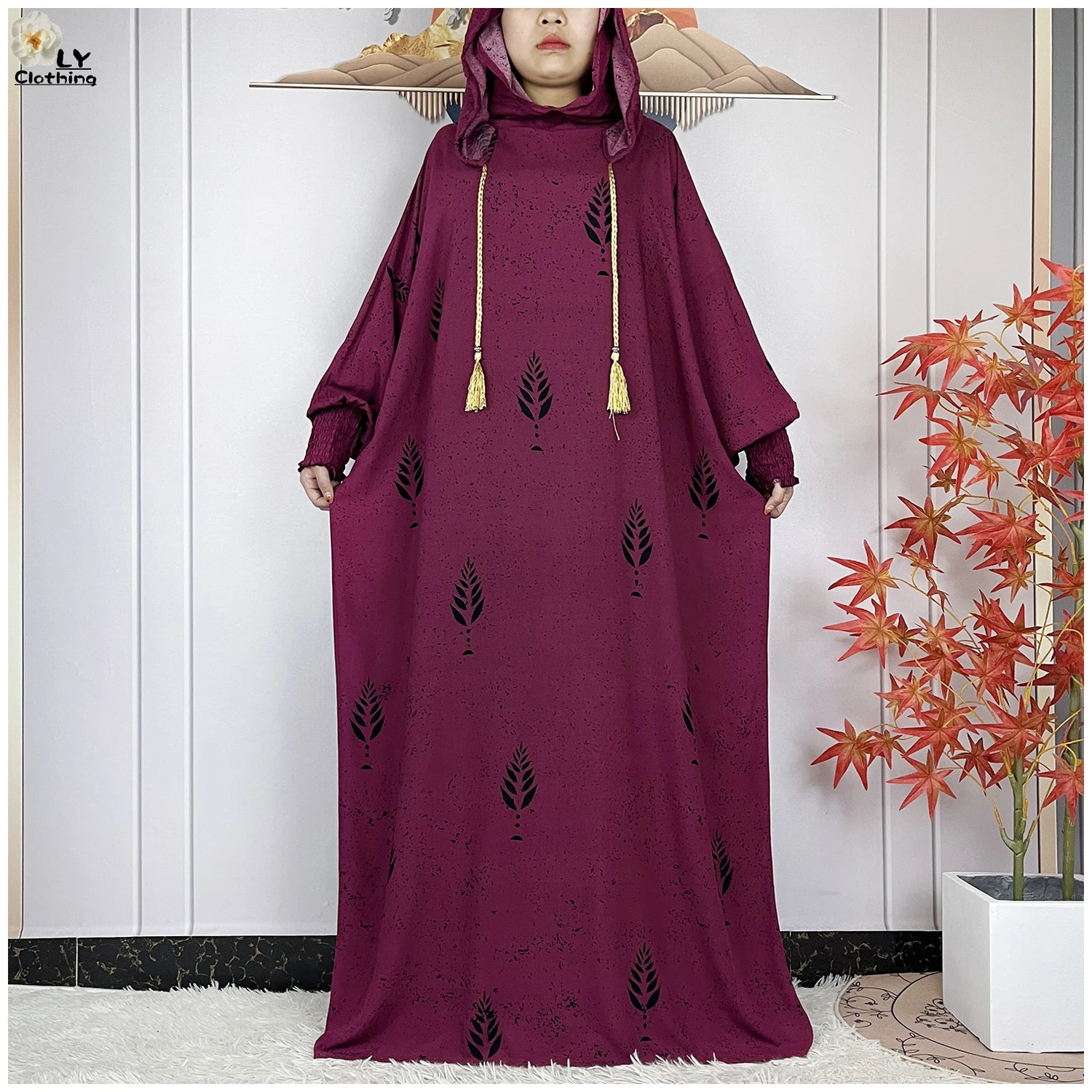 New Style African Muslim For Women Ramadan Prayer Two Piece Hooded Loose Cotton Long Sleeved Abayas Femme Robe Dubai Islam Dress