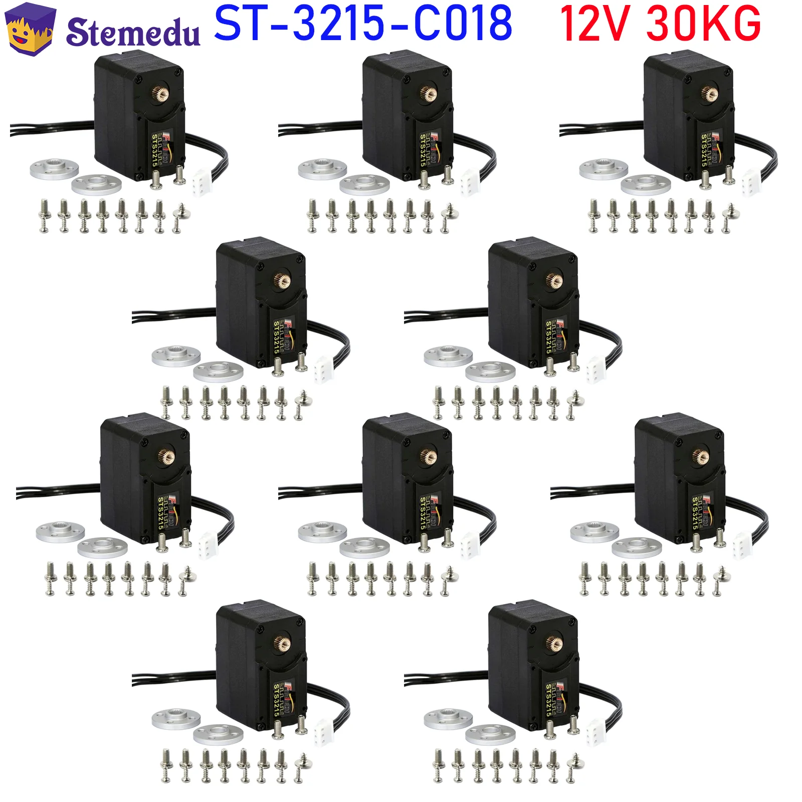 10PCS STS3215 12V 30KG High Torque Smart RC Servo Feetech TTL Serial Bus Robot Servo For SO-ARM100 Teaching Robotic Arm Project