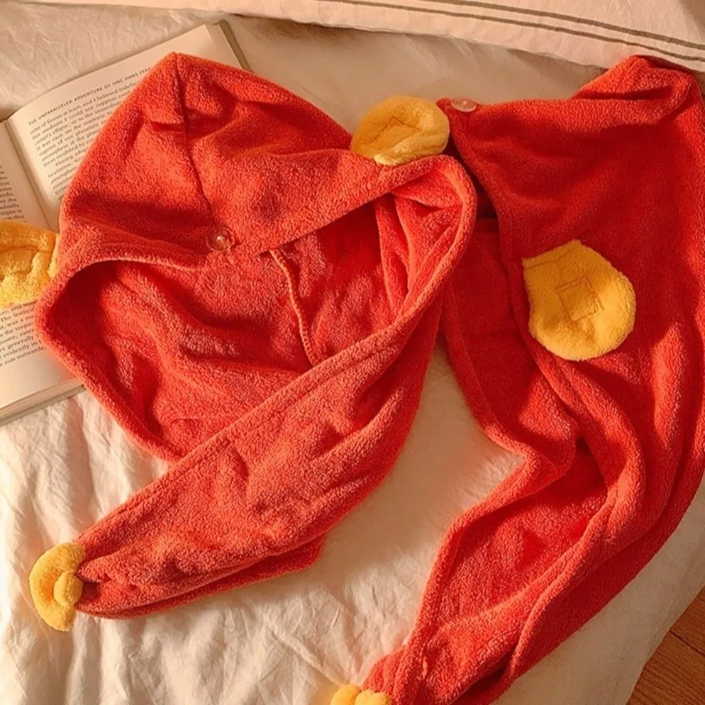 

2PCS Comfortable Super Absorbent God of Wealth Cap Quick-Drying Coral Fleece Shower Cap Soft Kawaii Towel Cap Travel