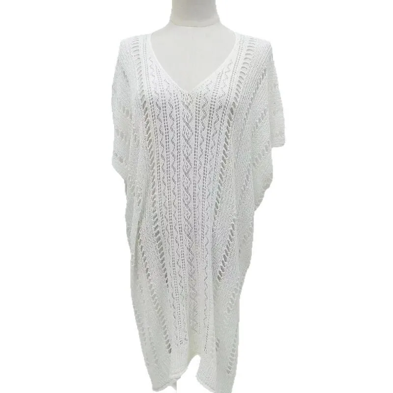 Gonna estiva nuova da donna tinta unita sexy lavorata a maglia cava bikini da spiaggia costume da bagno coprire indumenti di protezione solare