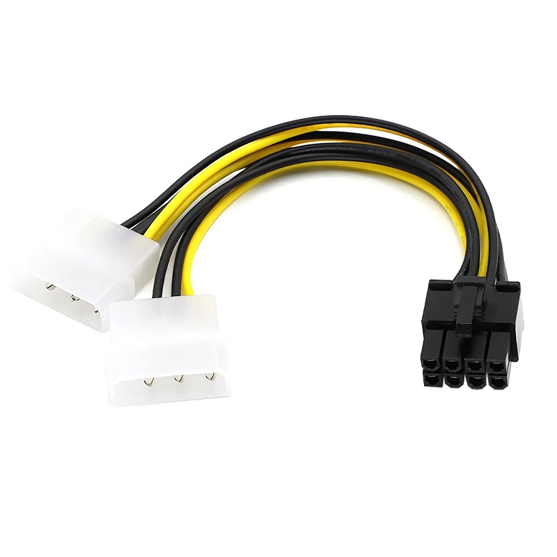 NEW 8Pin Male To Dual 4Pin Male Video Card Power Cord Adapter,8 Pin PCI Express To Dual 4 Pin Molex Graphics Card Power Cable