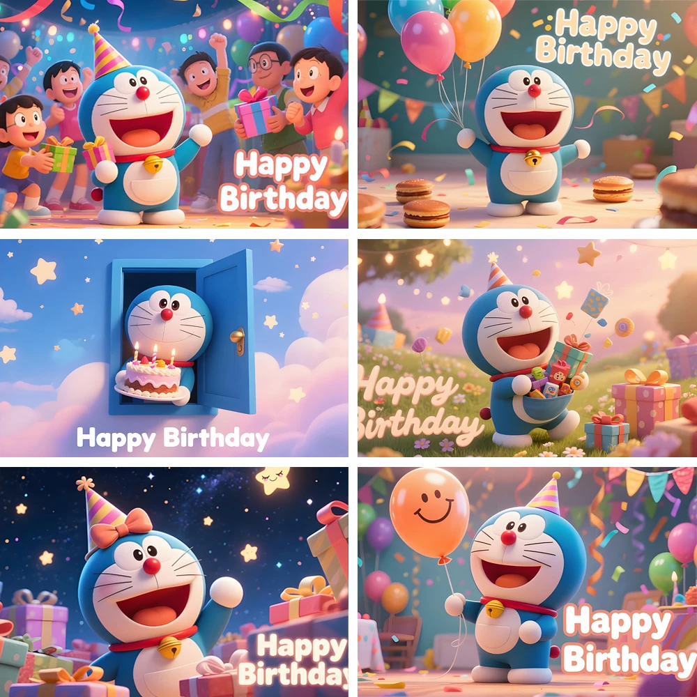 

Anime Doraemon Theme Birthday Party Supplies Background Decoration Baby Shower Backdrop Banner Photography Props Studio Gifts