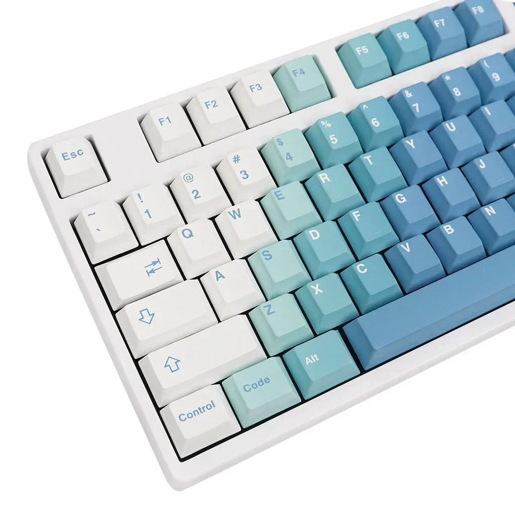 

Key cap blue and white gradual change cherry original height large full set of PBT sublimation keyboard cap