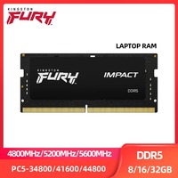 Kingston FURY Impact DDR5 RAM 8GB 16GB 32GB 4800MHz 5200MHz 5600MHz SODIMM 1.1V 262Pin Notebook Memory